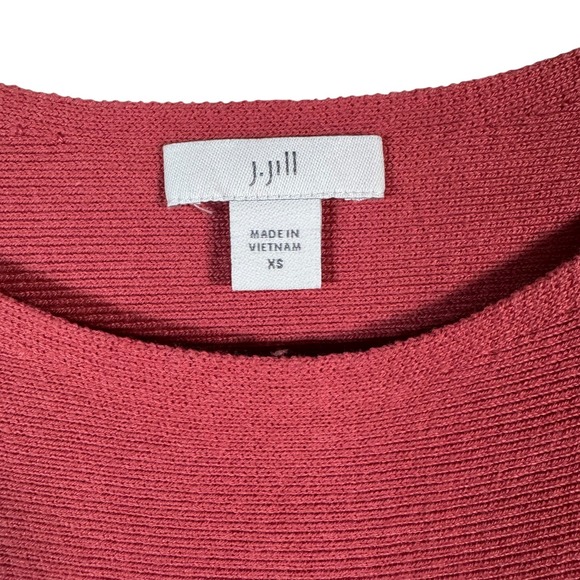 J.Jill XS Ribbed Knit Back Detail Pullover Sweater Top Coral Red Relaxed Fit‎ - Picture 3 of 8
